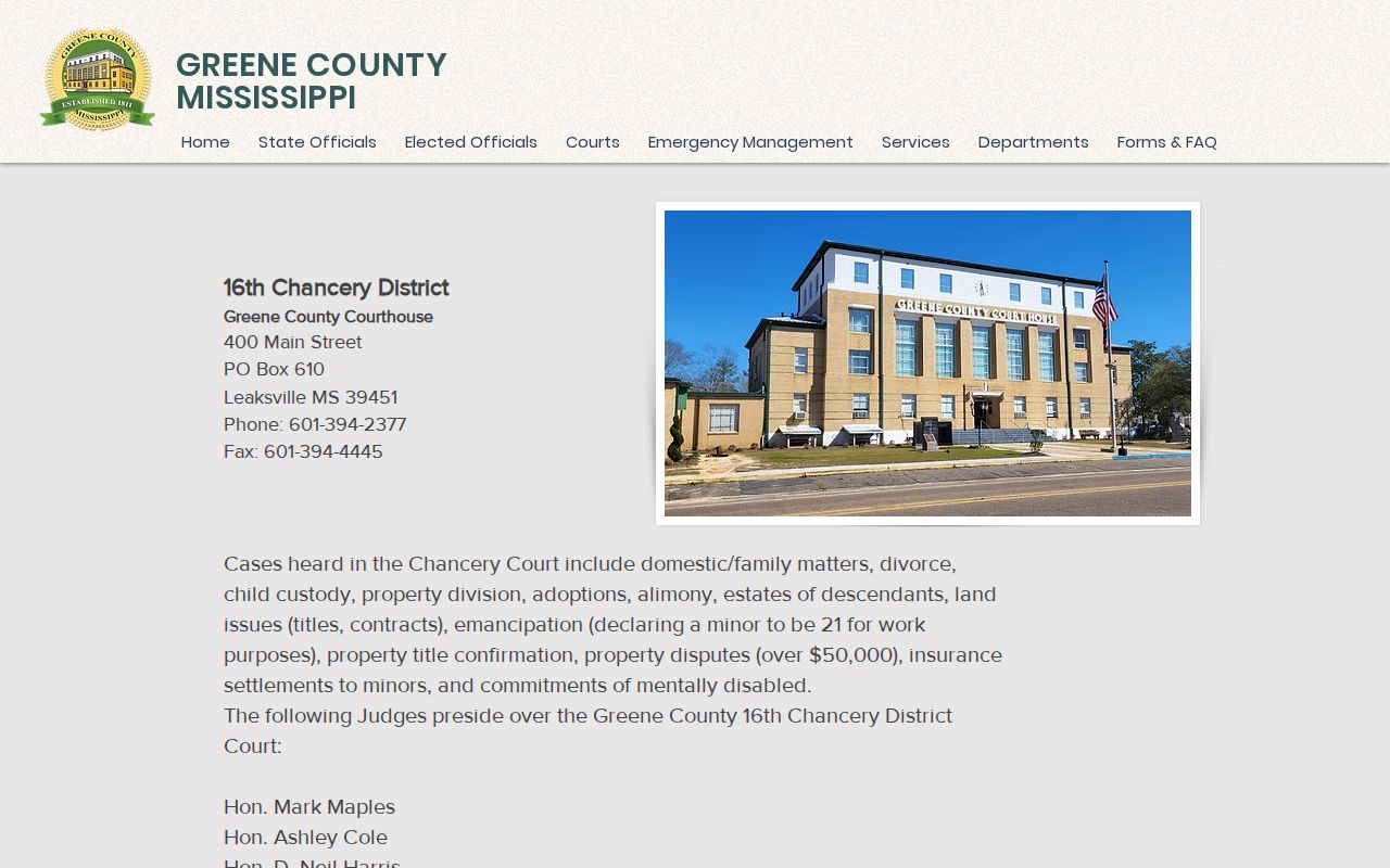 Greene County Chancery court case records office information